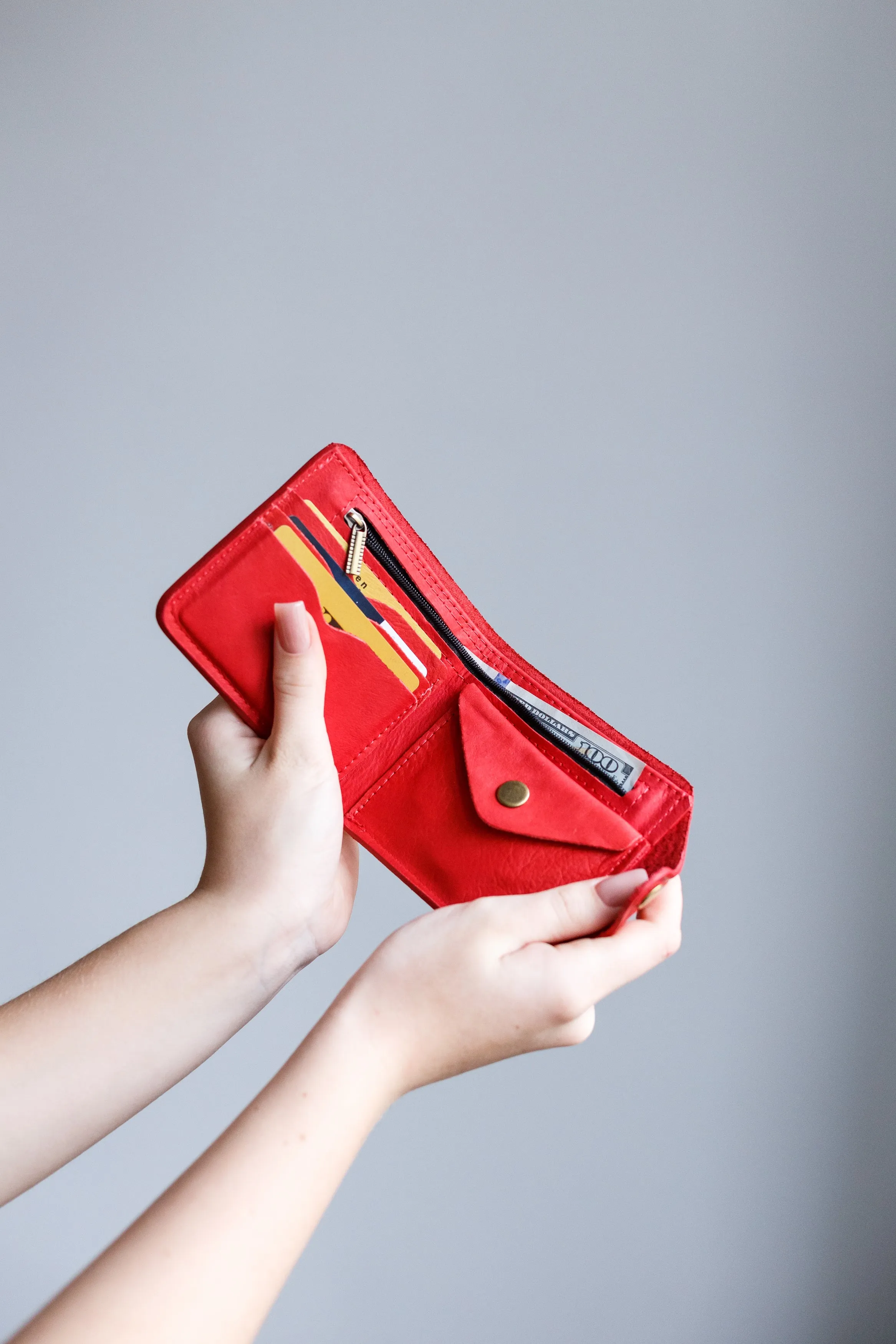 Women leather wallet, Gift,color is red, Leather wallet for women personalized,