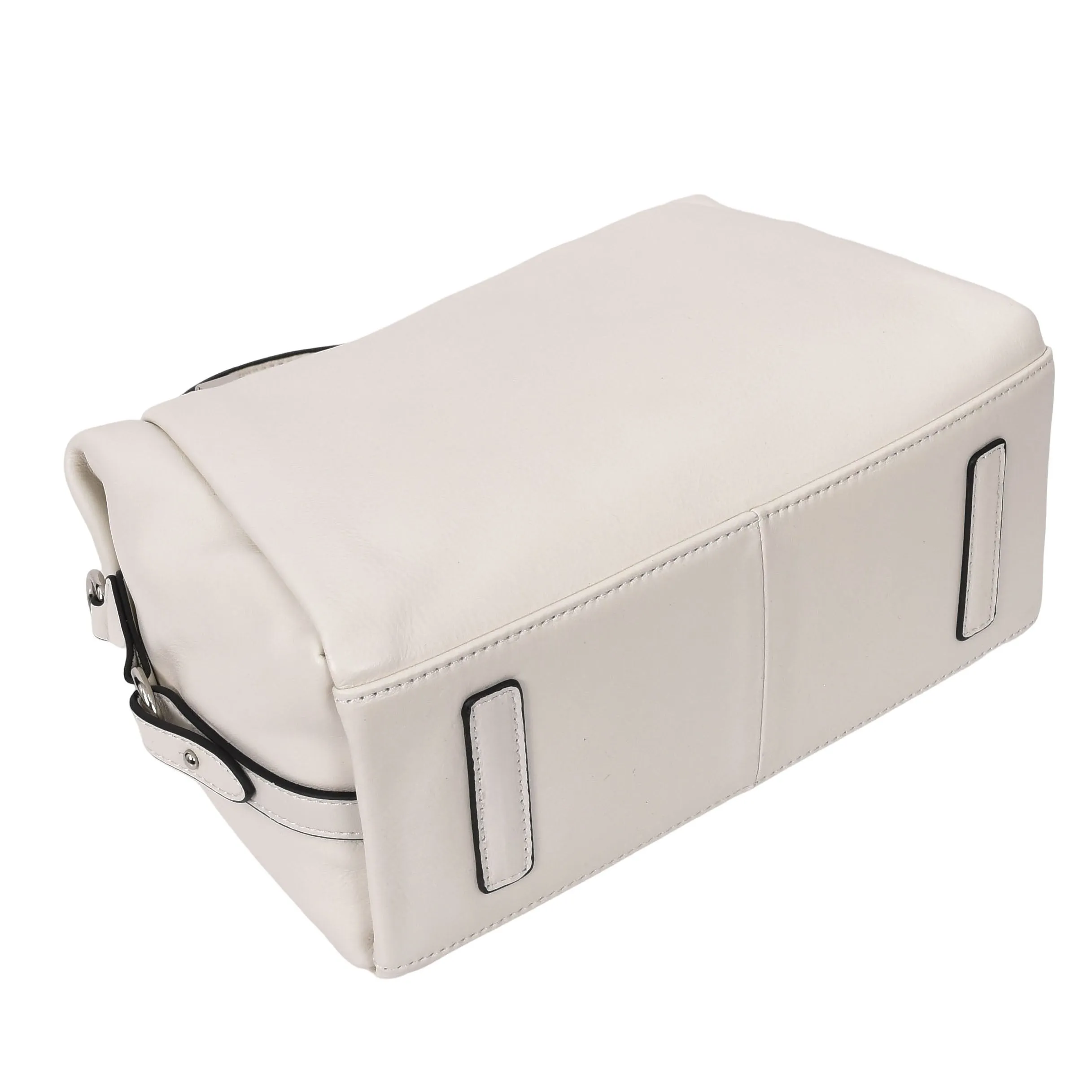 Women Real Leather Handbag Small Casual Outgoing Style Grab Handles A393 Off White
