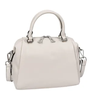Women Real Leather Handbag Small Casual Outgoing Style Grab Handles A393 Off White