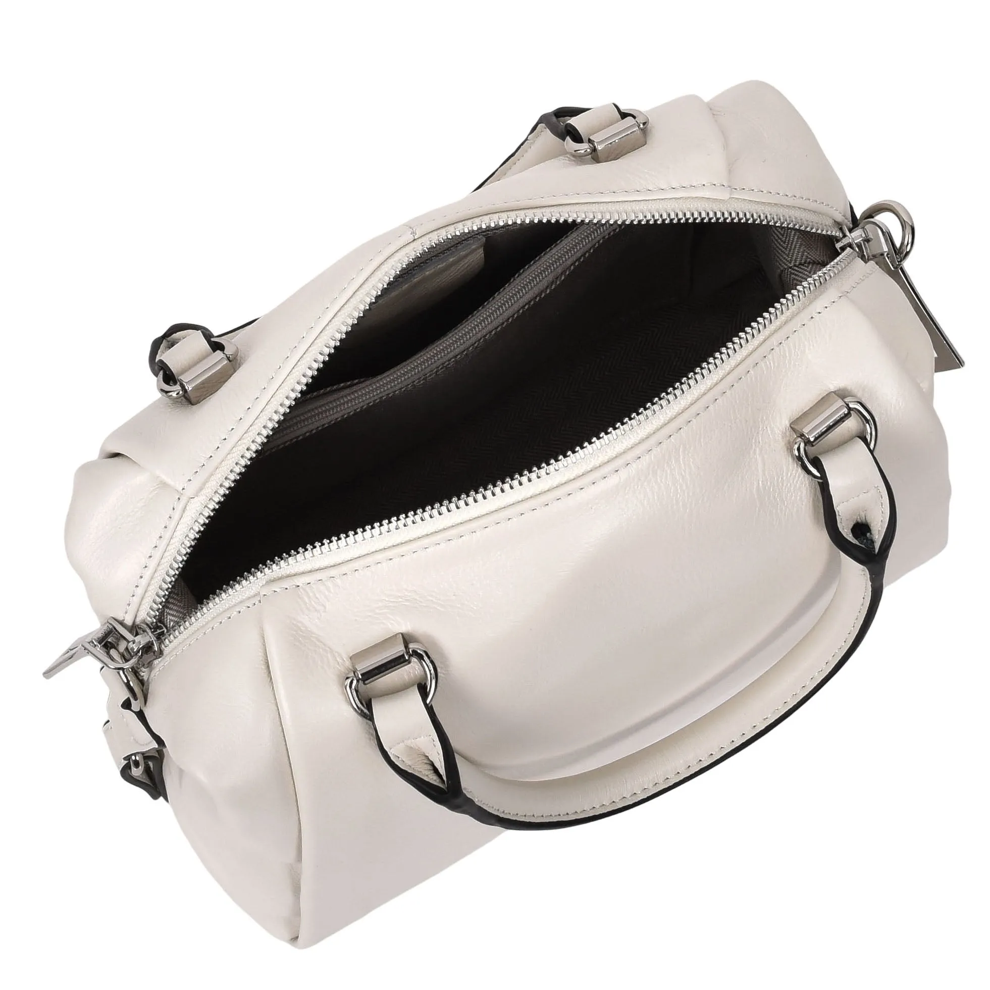 Women Real Leather Handbag Small Casual Outgoing Style Grab Handles A393 Off White