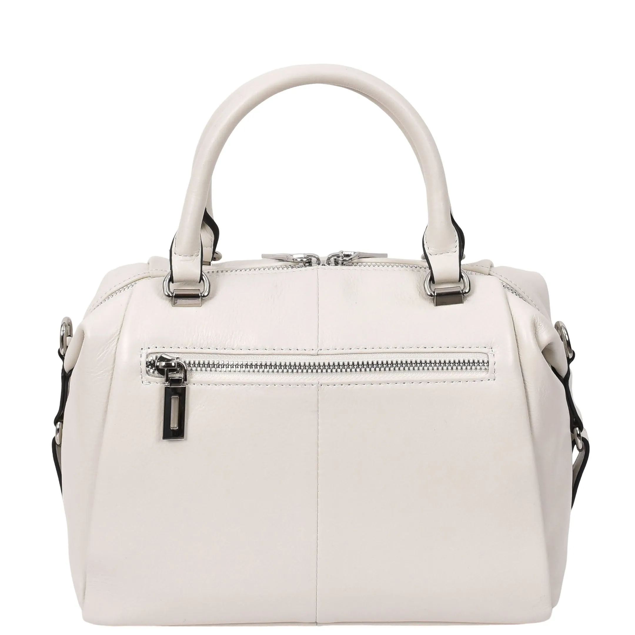 Women Real Leather Handbag Small Casual Outgoing Style Grab Handles A393 Off White