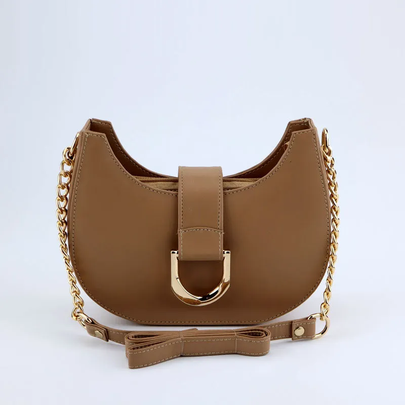 Women Saddle Bags Metal Decor Zipper Hobo Bag Long Chain Strap Shoulder Handbag #D-1567 #22
