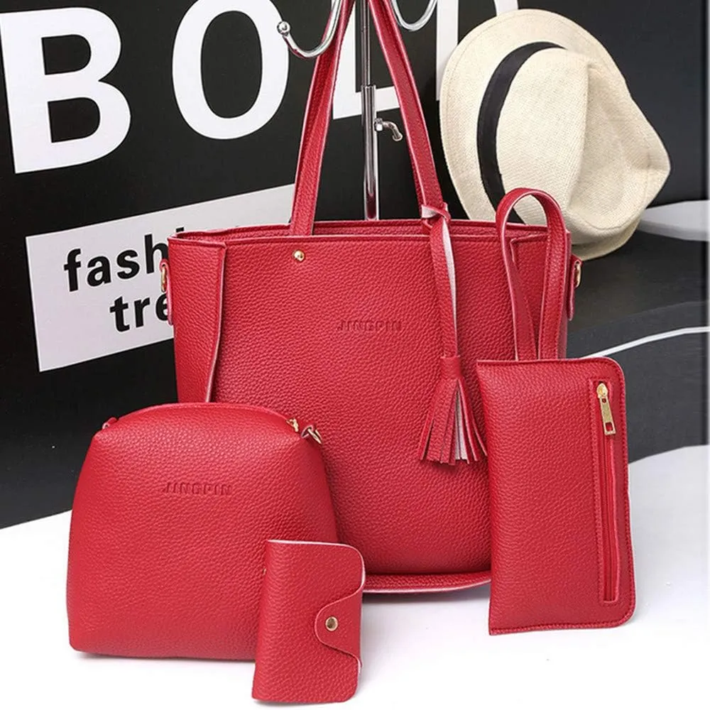 Women Shoulder Handbag Four Bags Crossbody Bags Tote Pieces Shoulder Four Women Handbag Set Bag Wallet Bag