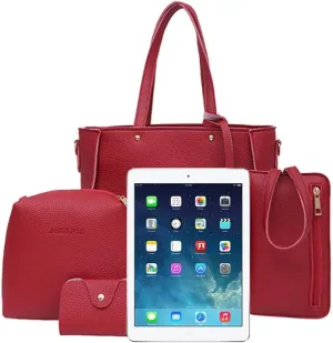 Women Shoulder Handbag Four Bags Crossbody Bags Tote Pieces Shoulder Four Women Handbag Set Bag Wallet Bag