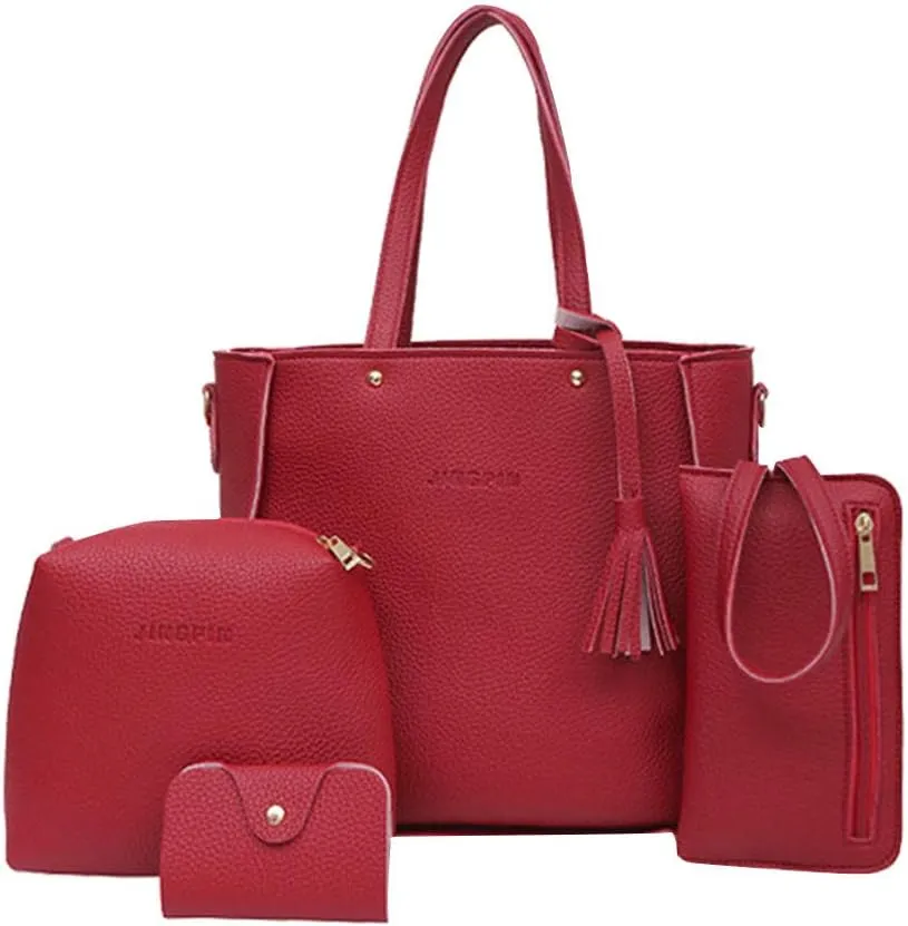 Women Shoulder Handbag Four Bags Crossbody Bags Tote Pieces Shoulder Four Women Handbag Set Bag Wallet Bag