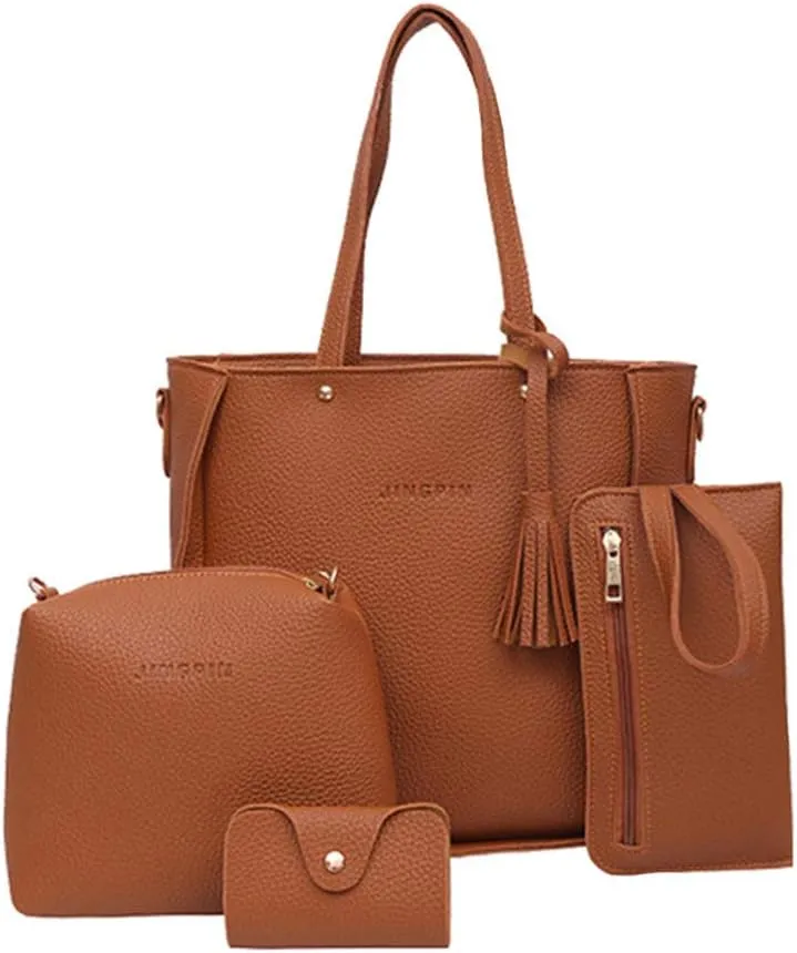 Women Shoulder Handbag Four Bags Crossbody Bags Tote Pieces Shoulder Four Women Handbag Set Bag Wallet Bag