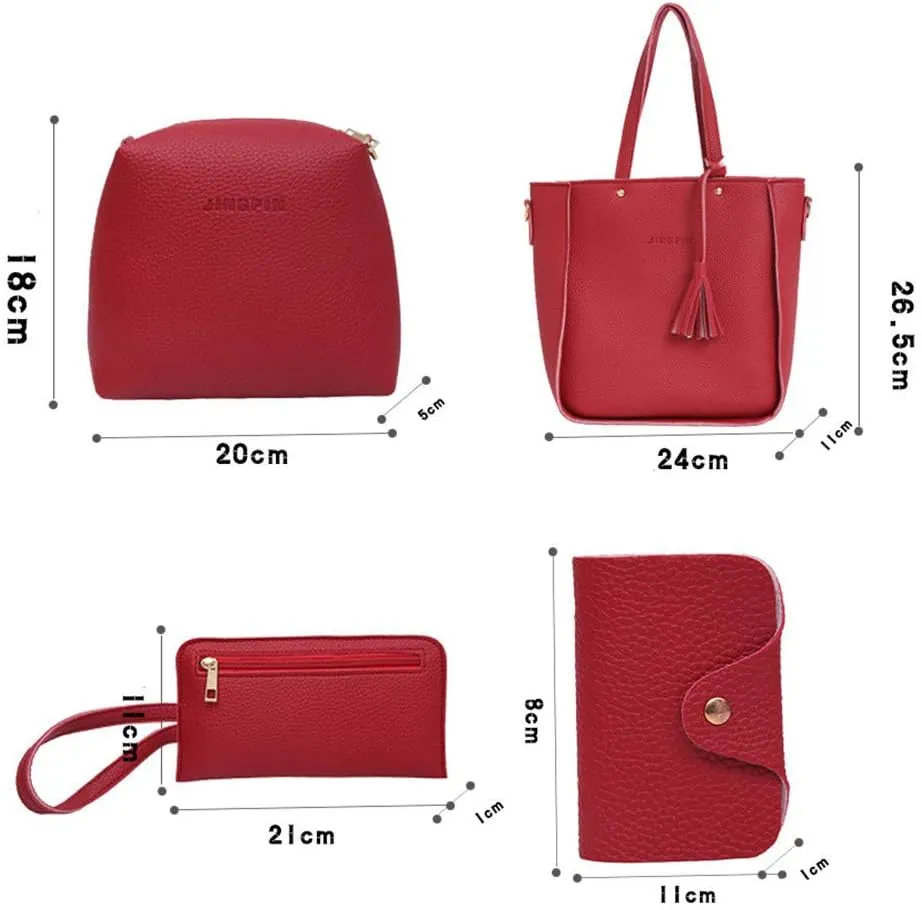 Women Shoulder Handbag Four Bags Crossbody Bags Tote Pieces Shoulder Four Women Handbag Set Bag Wallet Bag
