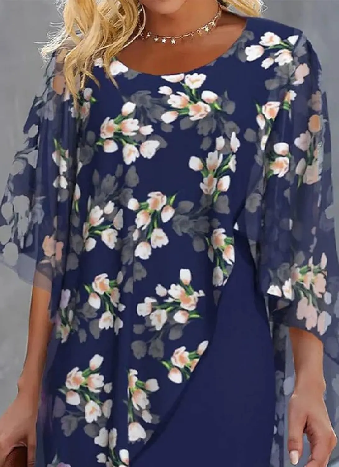 Womens 2025 Summer Chic Mini Dress Round Neck Short Sleeve Shift Floral Print Casual Beach Party Short Dresses