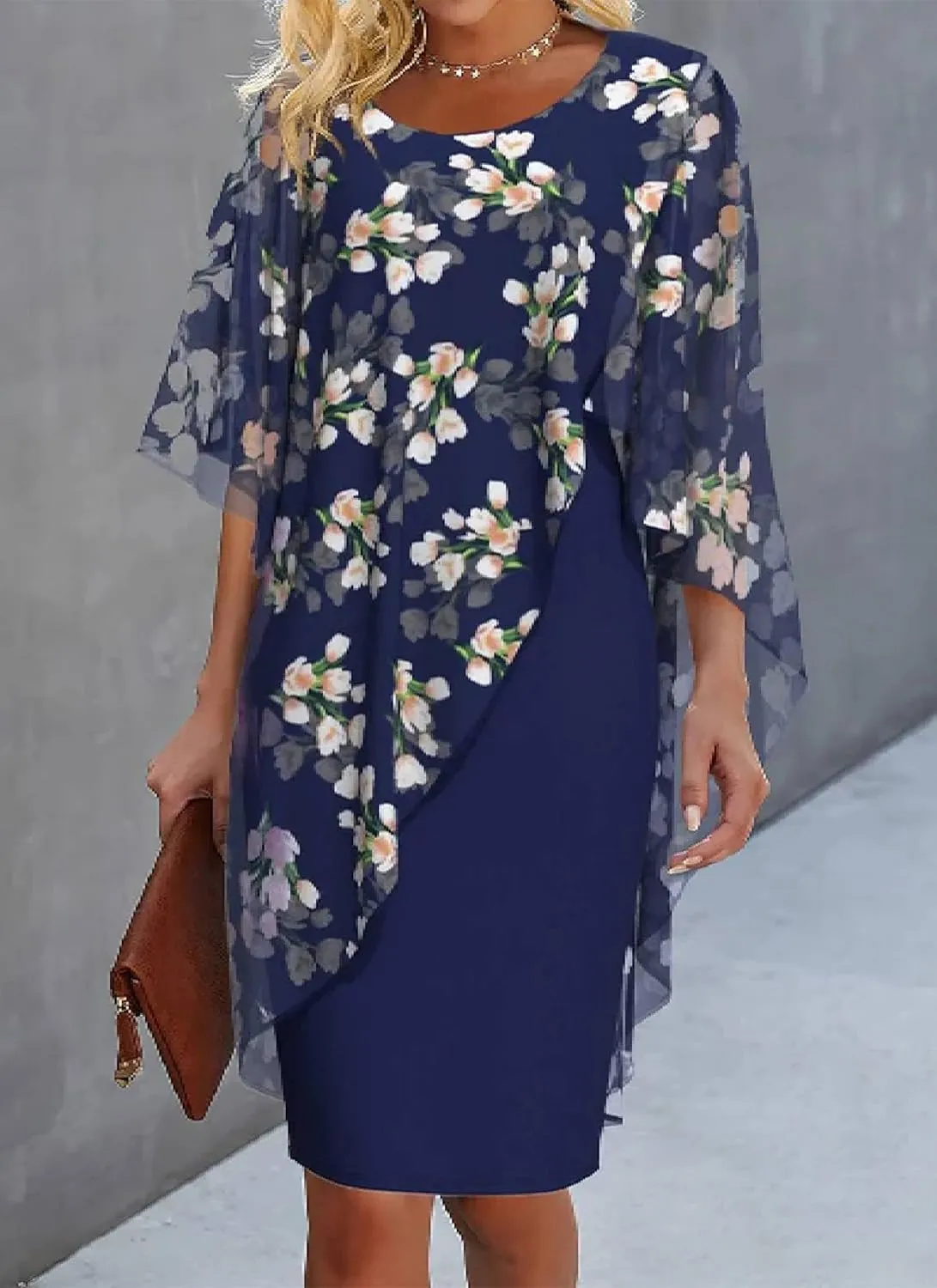 Womens 2025 Summer Chic Mini Dress Round Neck Short Sleeve Shift Floral Print Casual Beach Party Short Dresses