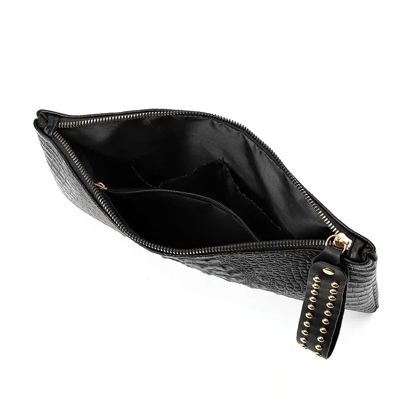 Women's Crocodile Pattern Envelop Clutch Bags