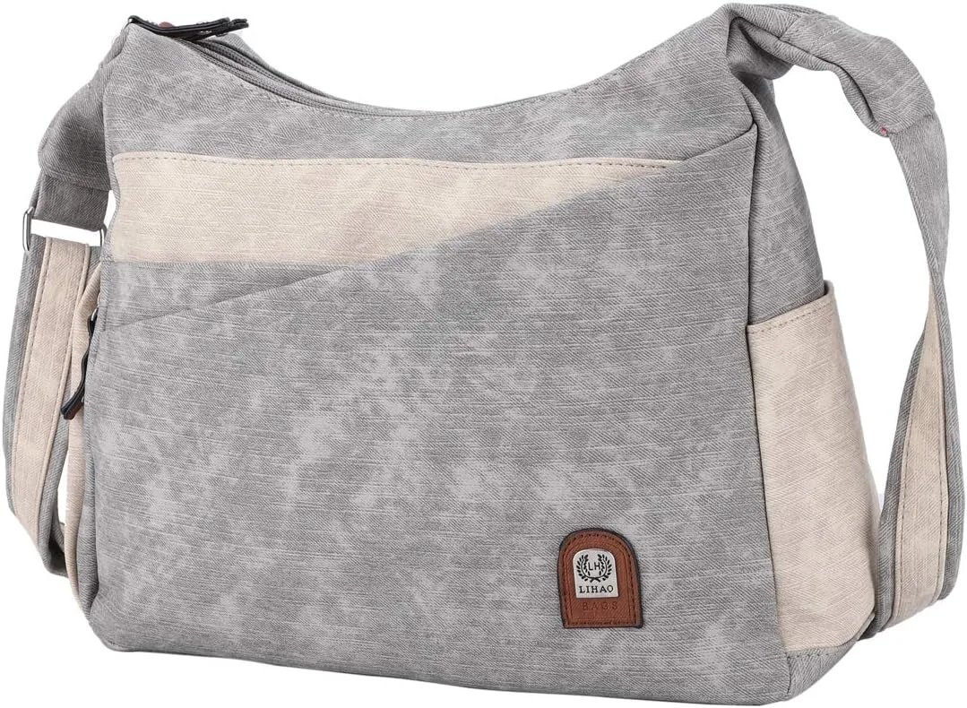 Women's Handbag with Multiple Pockets, Crossbody Shoulder Bags for Women, Medium Ladies Hobo Shoulder Bags, 17673#4050-L.Grey, 17673#4050-L.Grey