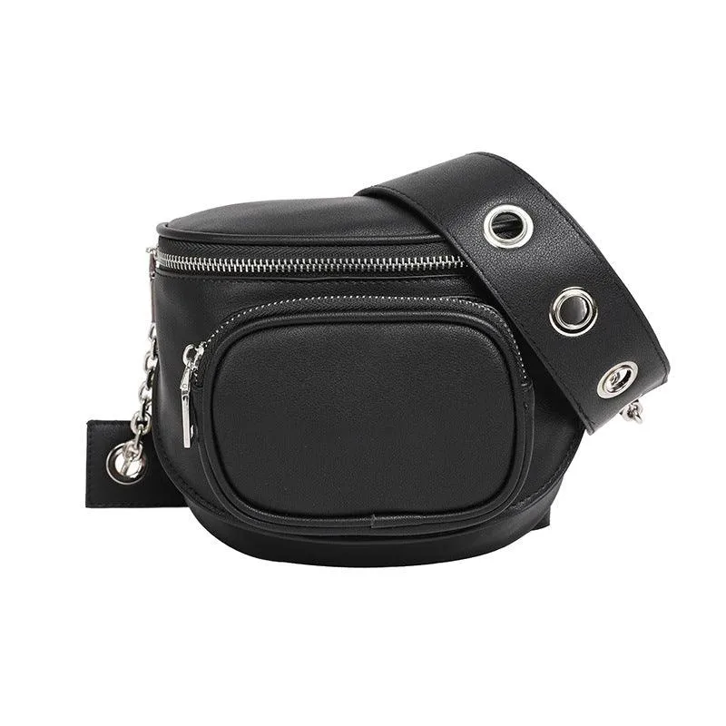 Women's Simple Leather Half Round Saddle Bag