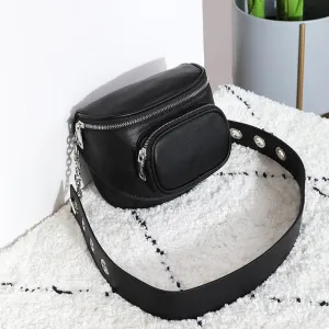 Women's Simple Leather Half Round Saddle Bag