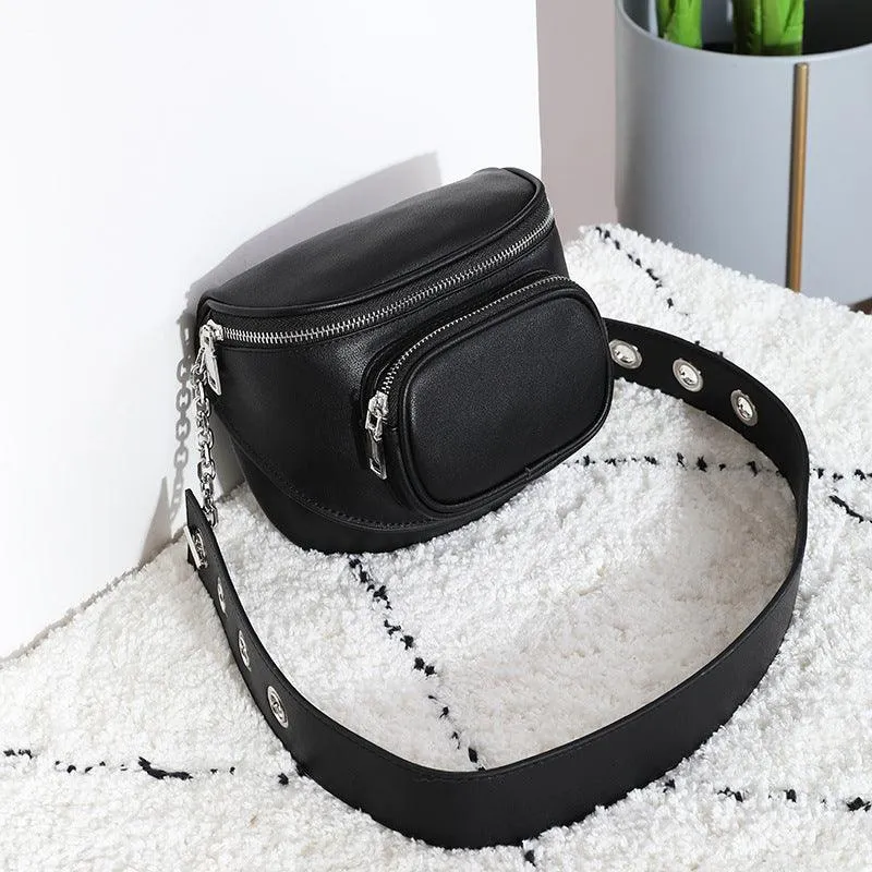 Women's Simple Leather Half Round Saddle Bag