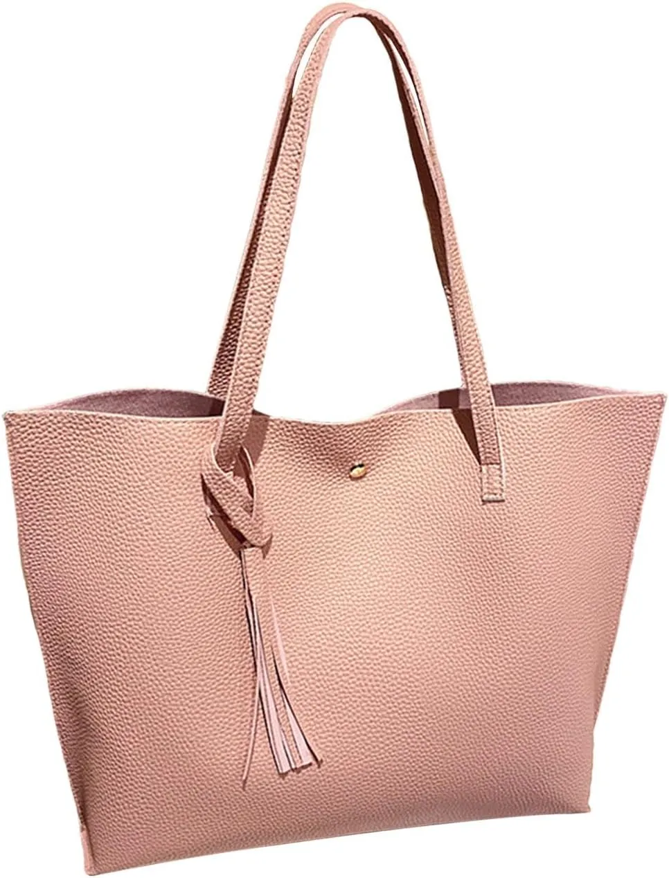 Women'S Soft Faux Leather Tote Shoulder Bag From Big Capacity Tassel Handbag Tote Purse with Pockets And