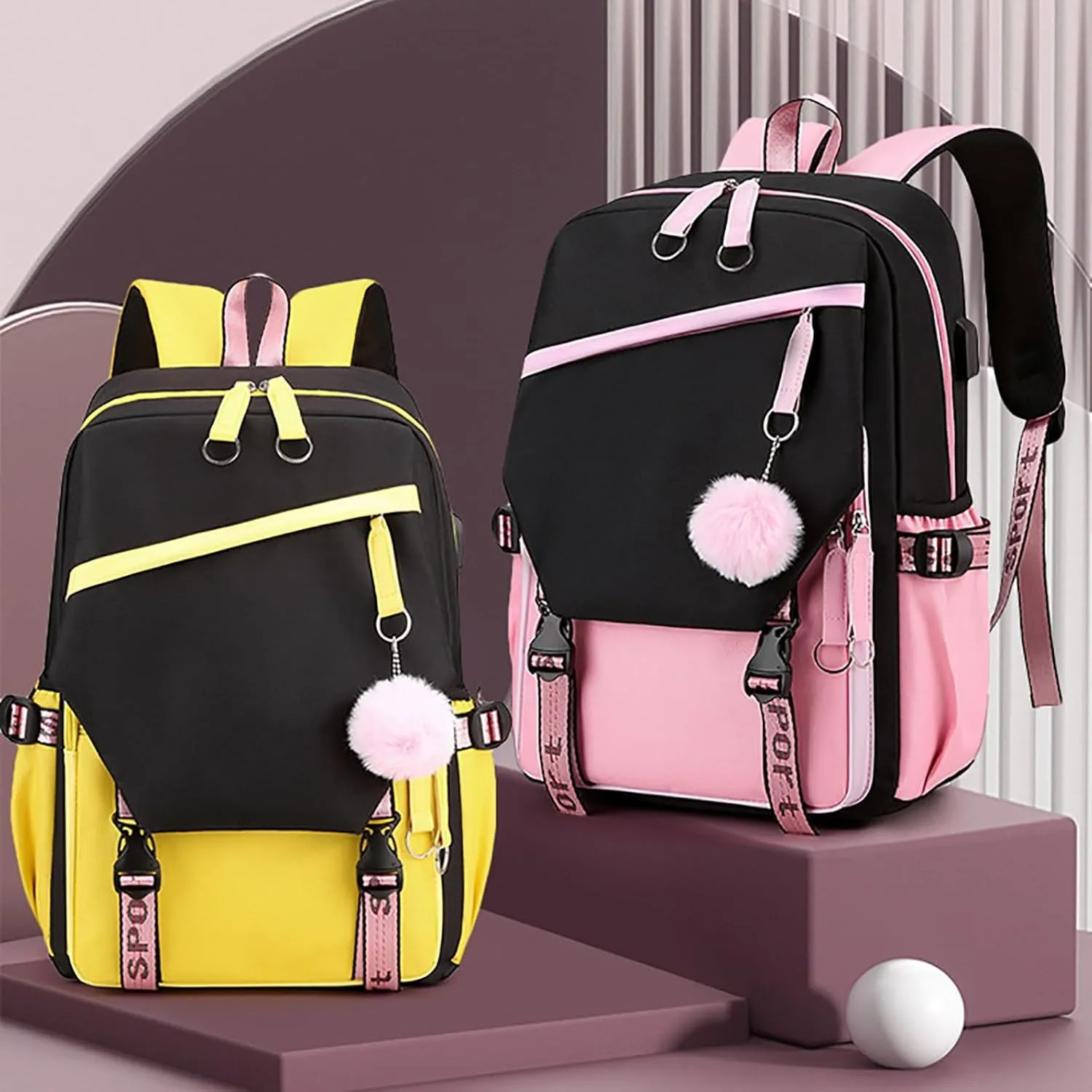 Women's Soft Leather Travel Backpack Convertible Shoulder Bags with Wristlet for Work College Carry on Backpack(Yellow)