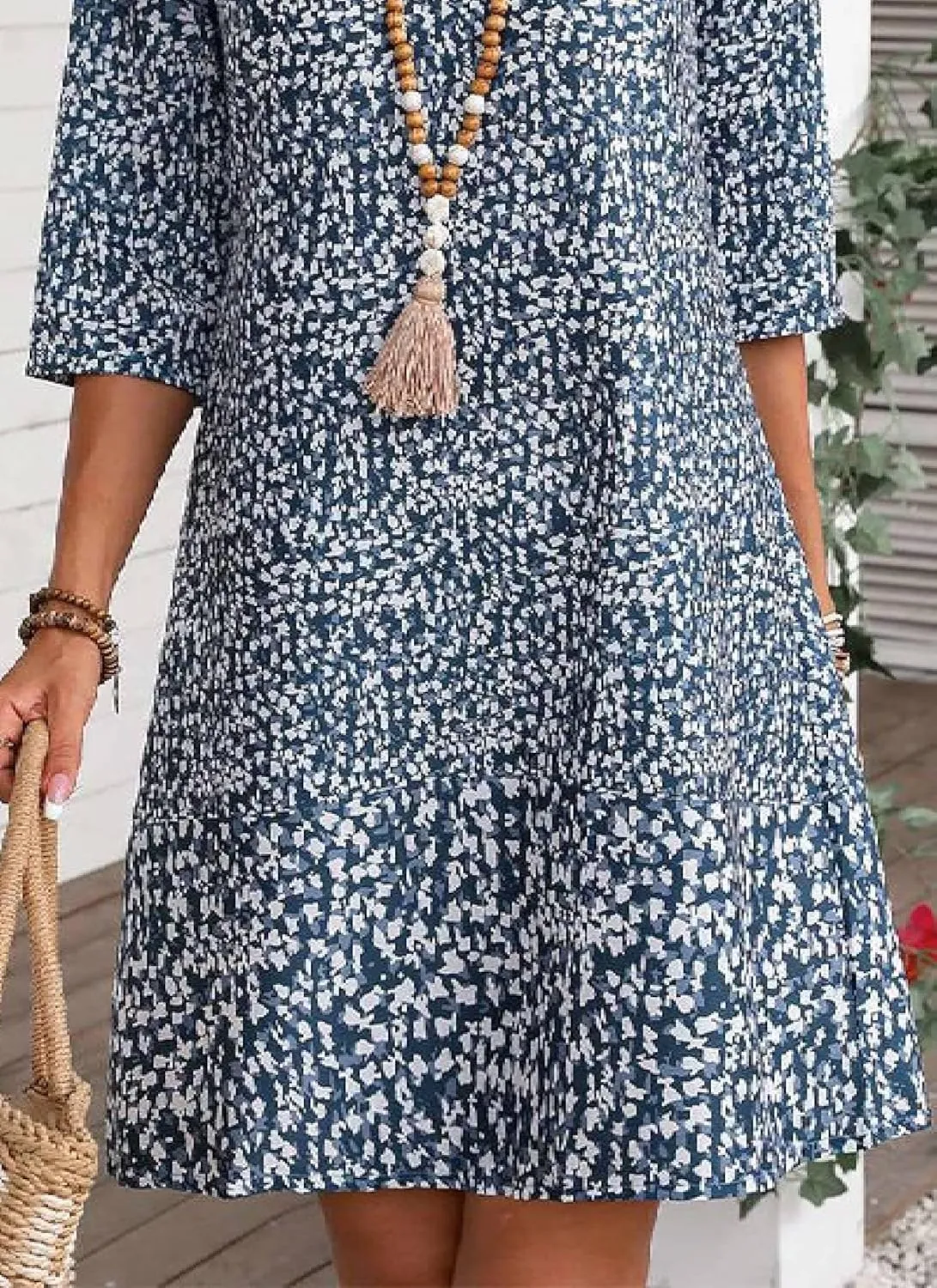 Women's Summer Casual Floral Print Mini Dress Round Neck Half Sleeve Shift Cute Boho Beach Wedding Guest Dresses