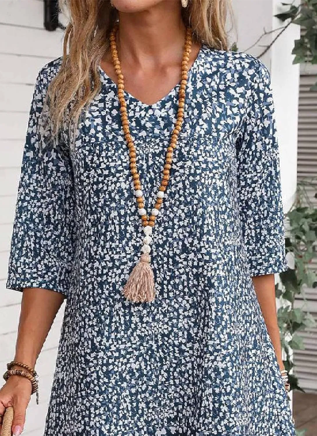 Women's Summer Casual Floral Print Mini Dress Round Neck Half Sleeve Shift Cute Boho Beach Wedding Guest Dresses