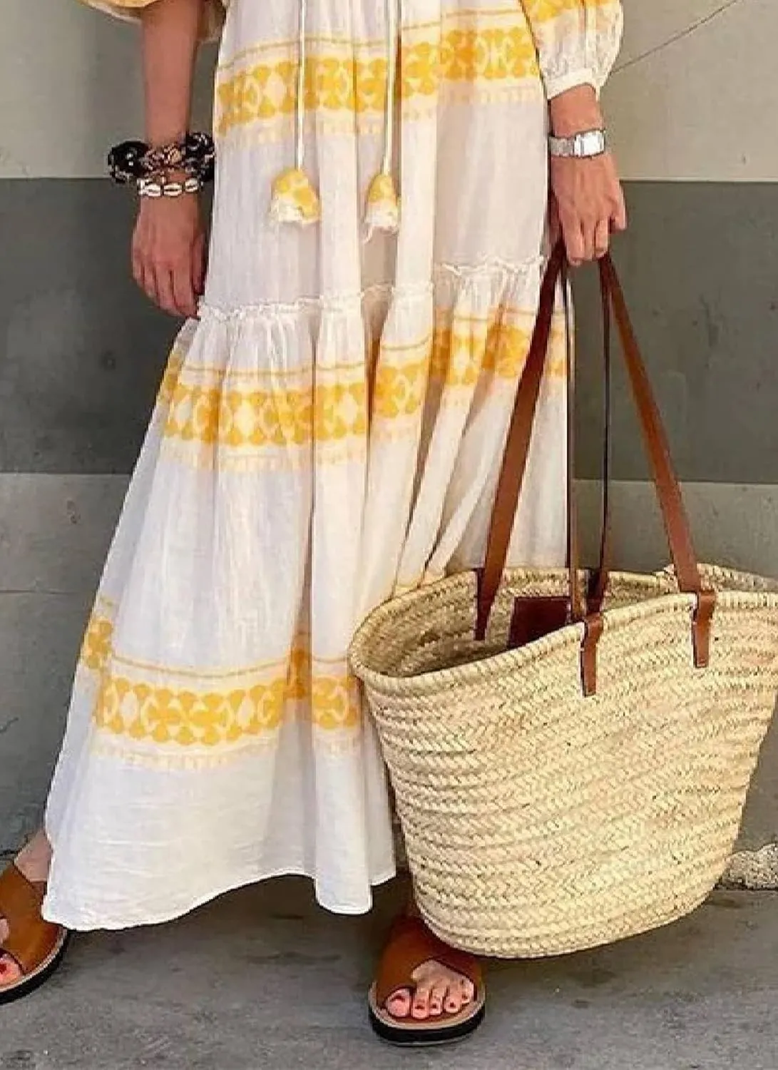 Women's Summer Fashion Floral Print Maxi Dress Long Sleeve Sexy V Neck Shift Casual Boho Beach Wedding Guest Dresses
