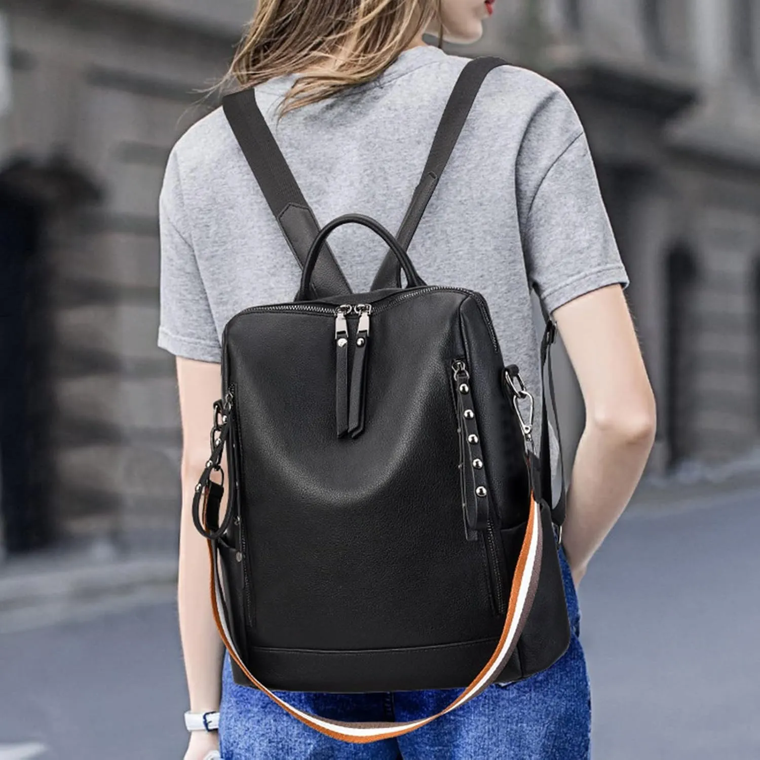 Women's Travel Cloth Lightweight Fashion Backpack Soft Leather Backpacks Travel Bags Cute Tote Carry on Backpack