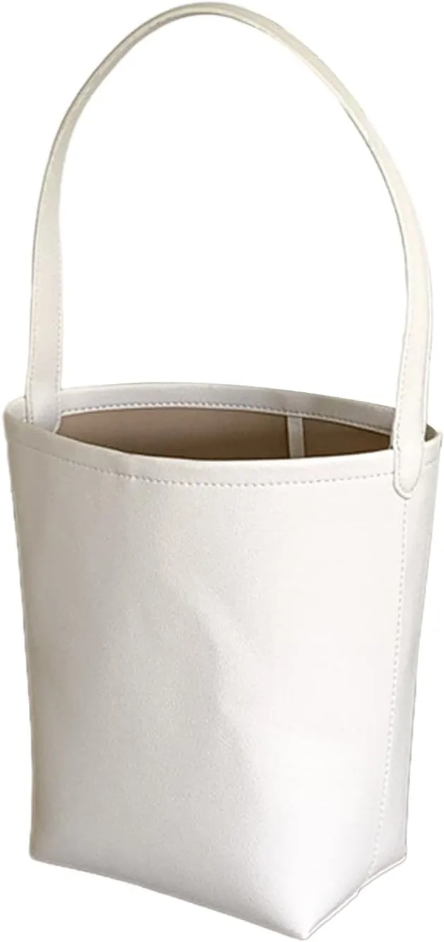 WUURAA 2023 Bucket Bags Simple Fashion Casual Bag Plain Purse Bag PU Shoulder Bag Travel Bag Handbag for Women Girls
