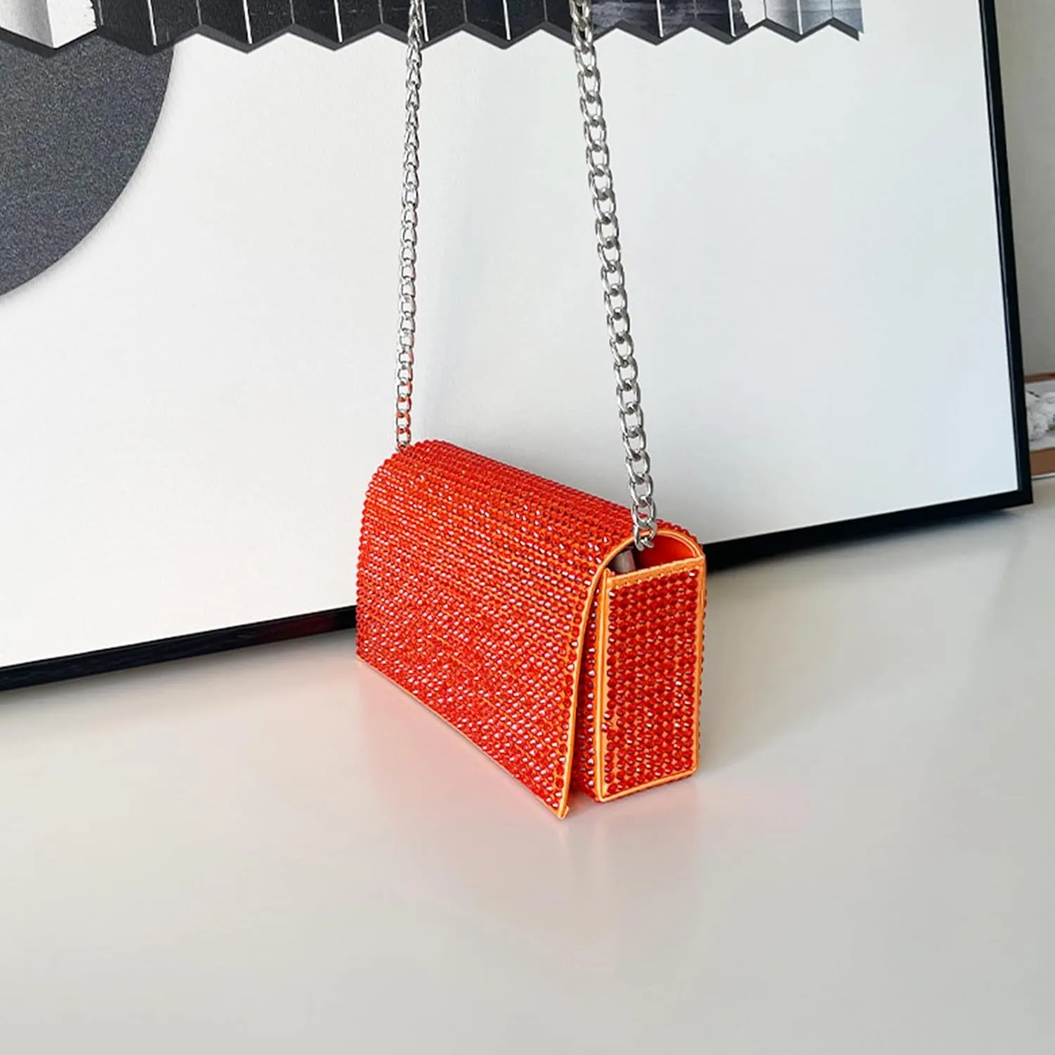 WUURAA Glitter Evening Bag for Women Wedding Clutch Purse Chain Shoulder Bag Small Party Handbag Crossbody Bag