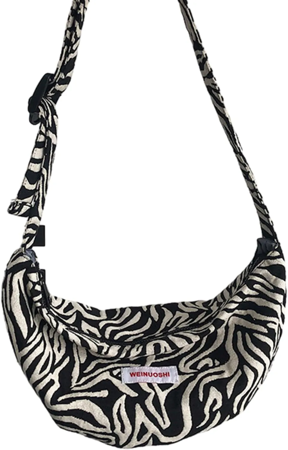 WUURAA Women Zebra Print Shoulder Bag Unisex Casual Crossbody Bag Cute Korean Style Messenger Bag Student Canvas Shopping Bag