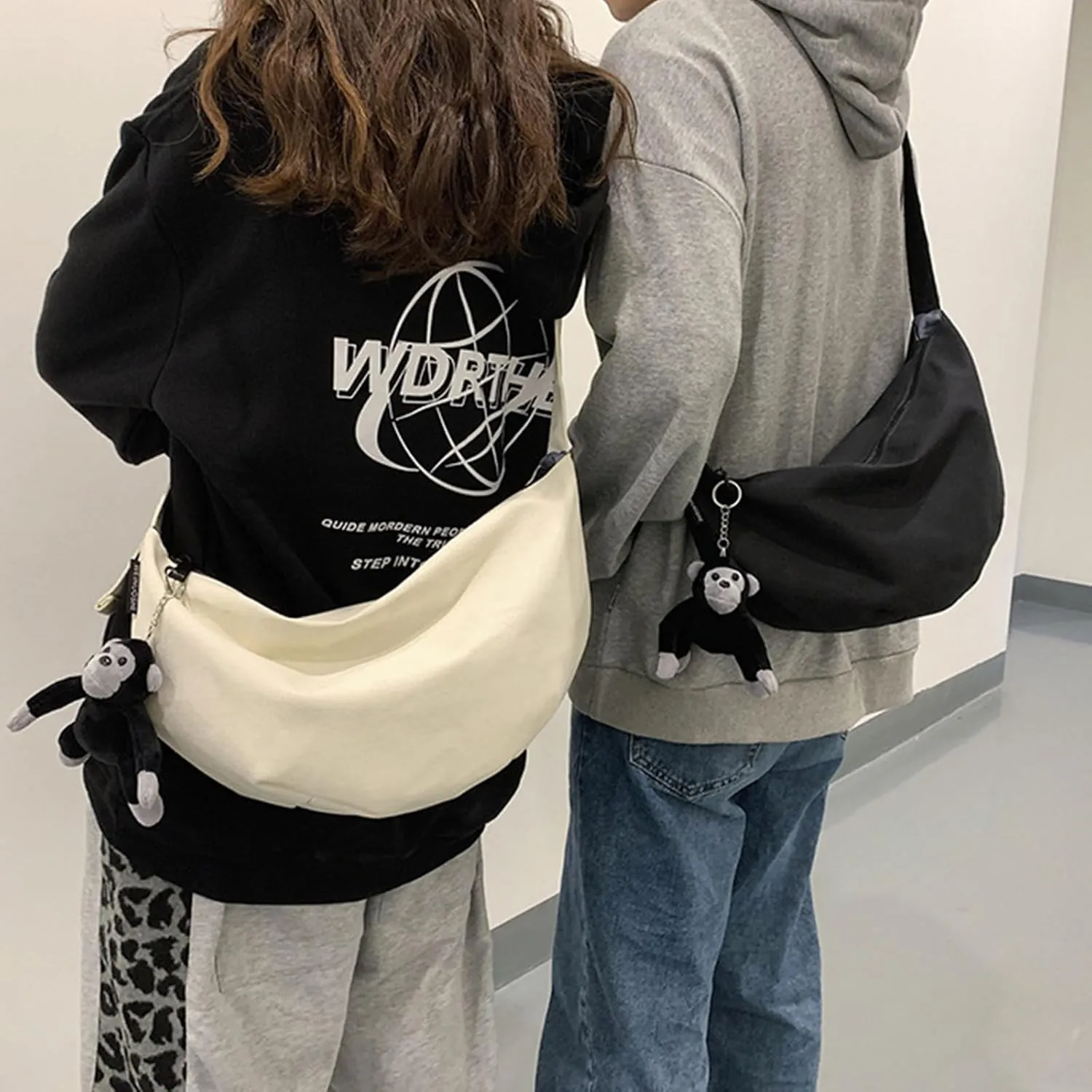 WUURAA Women Zebra Print Shoulder Bag Unisex Casual Crossbody Bag Cute Korean Style Messenger Bag Student Canvas Shopping Bag