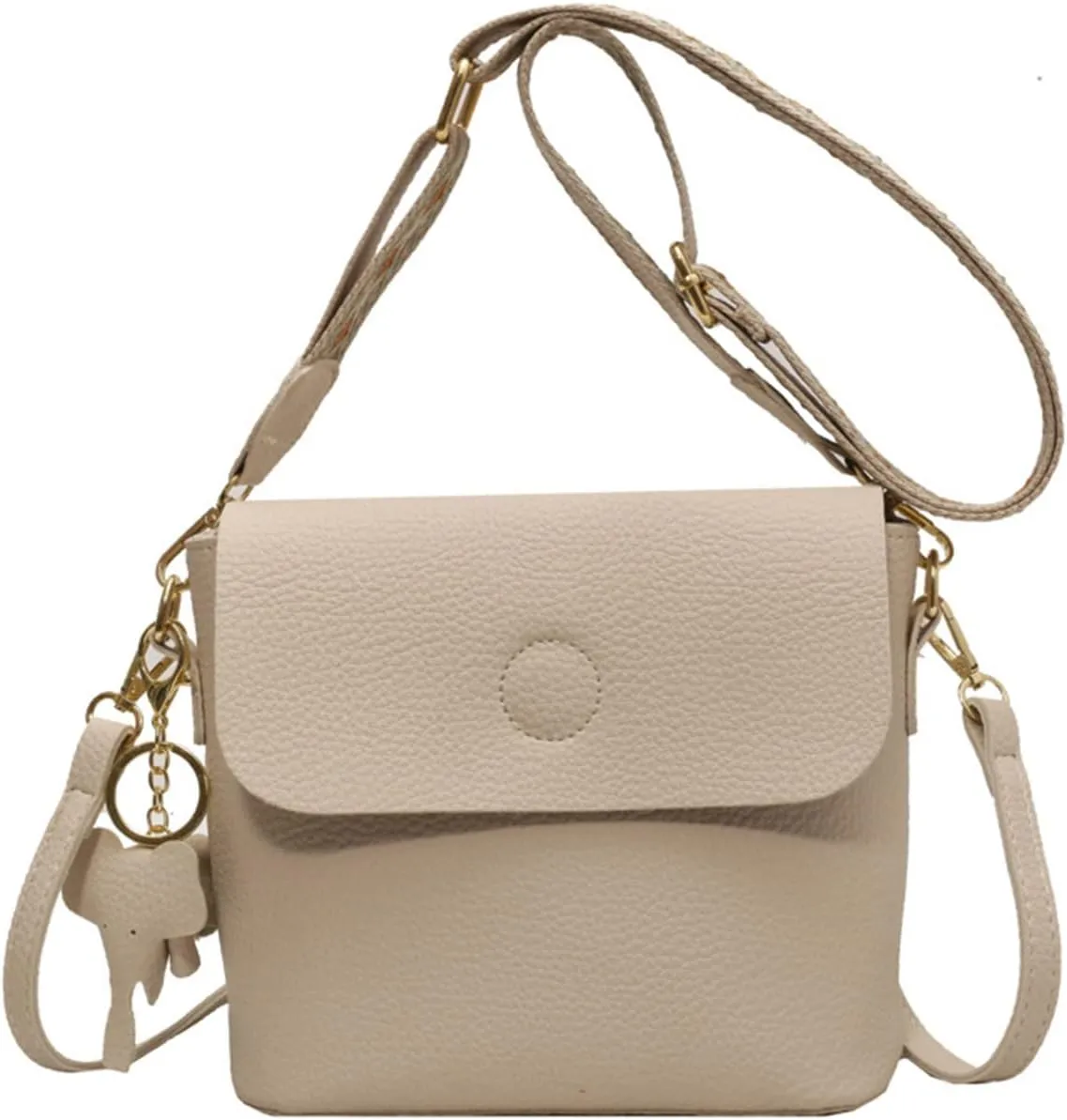 WUURAA Women's Plain Crossbody Bag Girls PU Leather Shoulder Bag Women's Bucket Messenger Bag Small Square Bag for Everyday Use