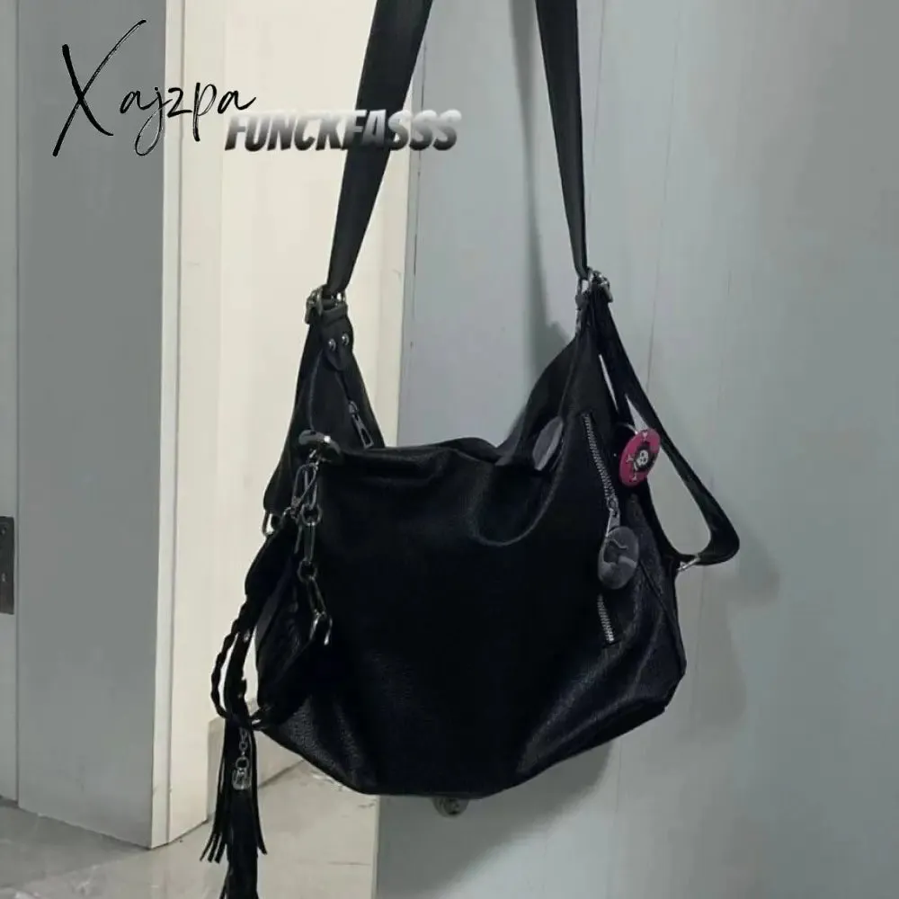 Xajzpa - Handbags For Women Designer Luxury Large Shoulder Sling Bag Women's Tassel Chain Design Crossbody Y2K Goth Techwear Gothic