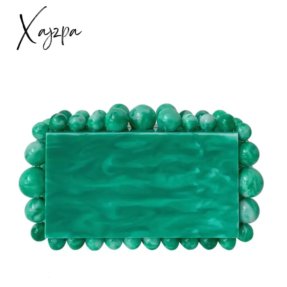 Xajzpa - NEW Beading Acrylic Clutch Bag Beads Box Evening Designer Luxury Gold Silver Novelty Purses And Handbags Leopard Wedding Party