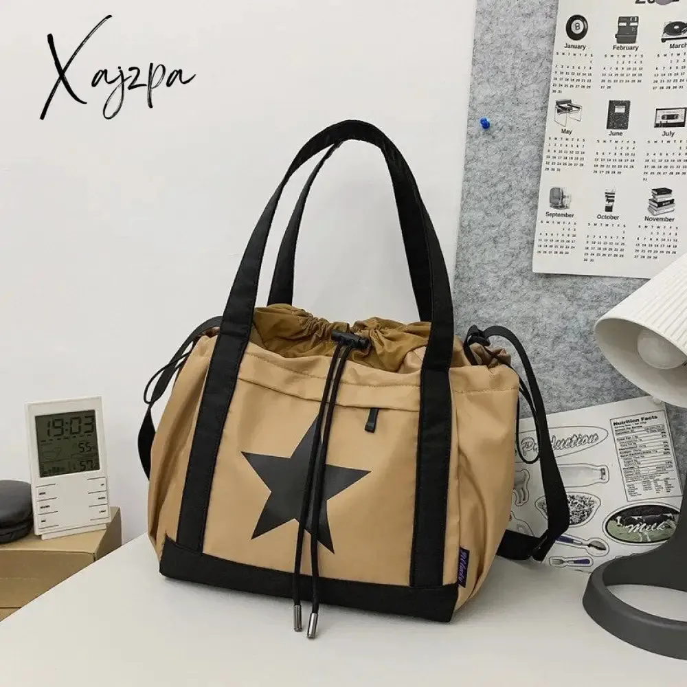 Xajzpa - Personality Women Crossbody Bag Wholesale Large Capacity Couple Shoulder Bag New Casual Nylon Tote Bag Luxury Drawstring Handbag
