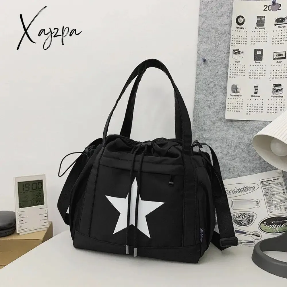 Xajzpa - Personality Women Crossbody Bag Wholesale Large Capacity Couple Shoulder Bag New Casual Nylon Tote Bag Luxury Drawstring Handbag