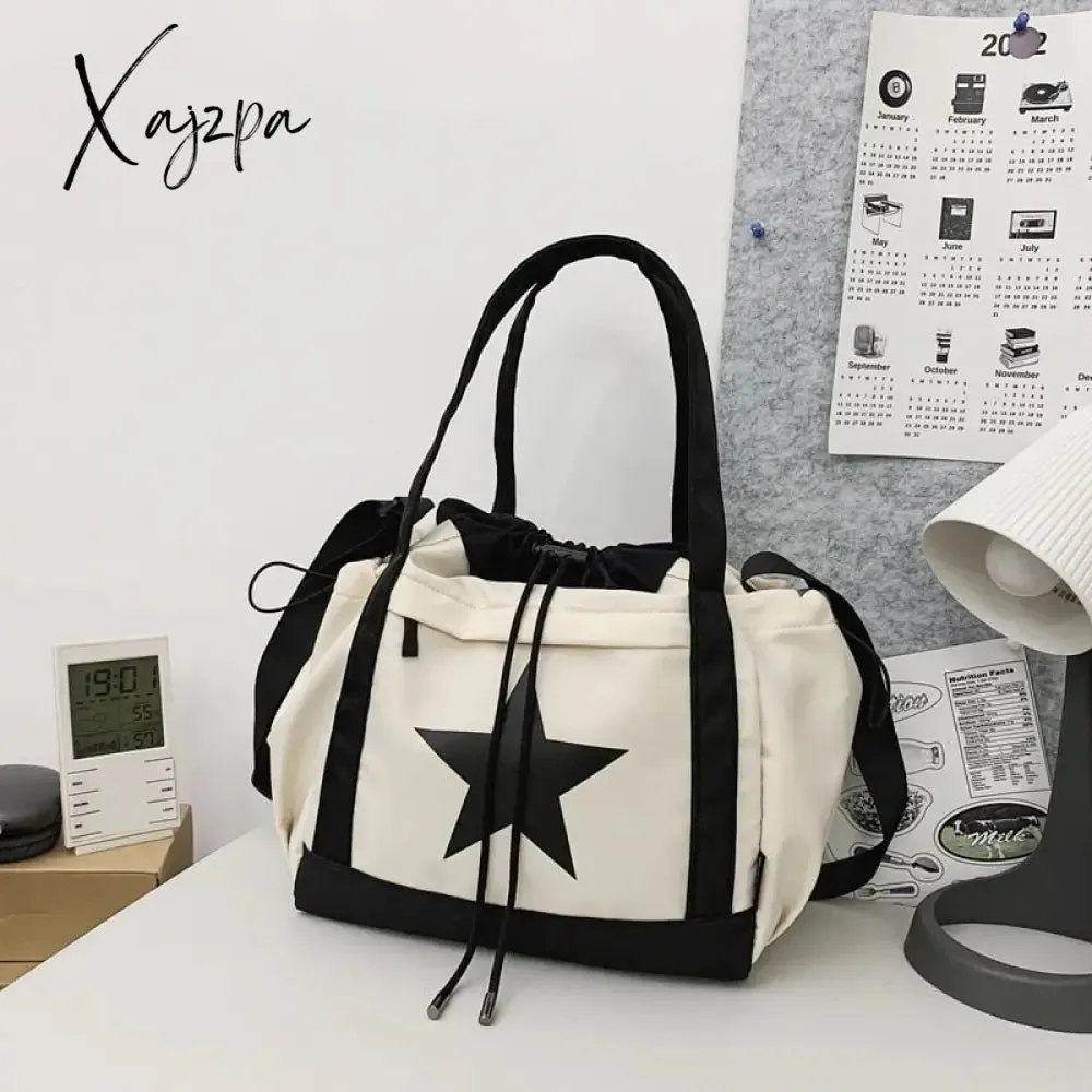 Xajzpa - Personality Women Crossbody Bag Wholesale Large Capacity Couple Shoulder Bag New Casual Nylon Tote Bag Luxury Drawstring Handbag