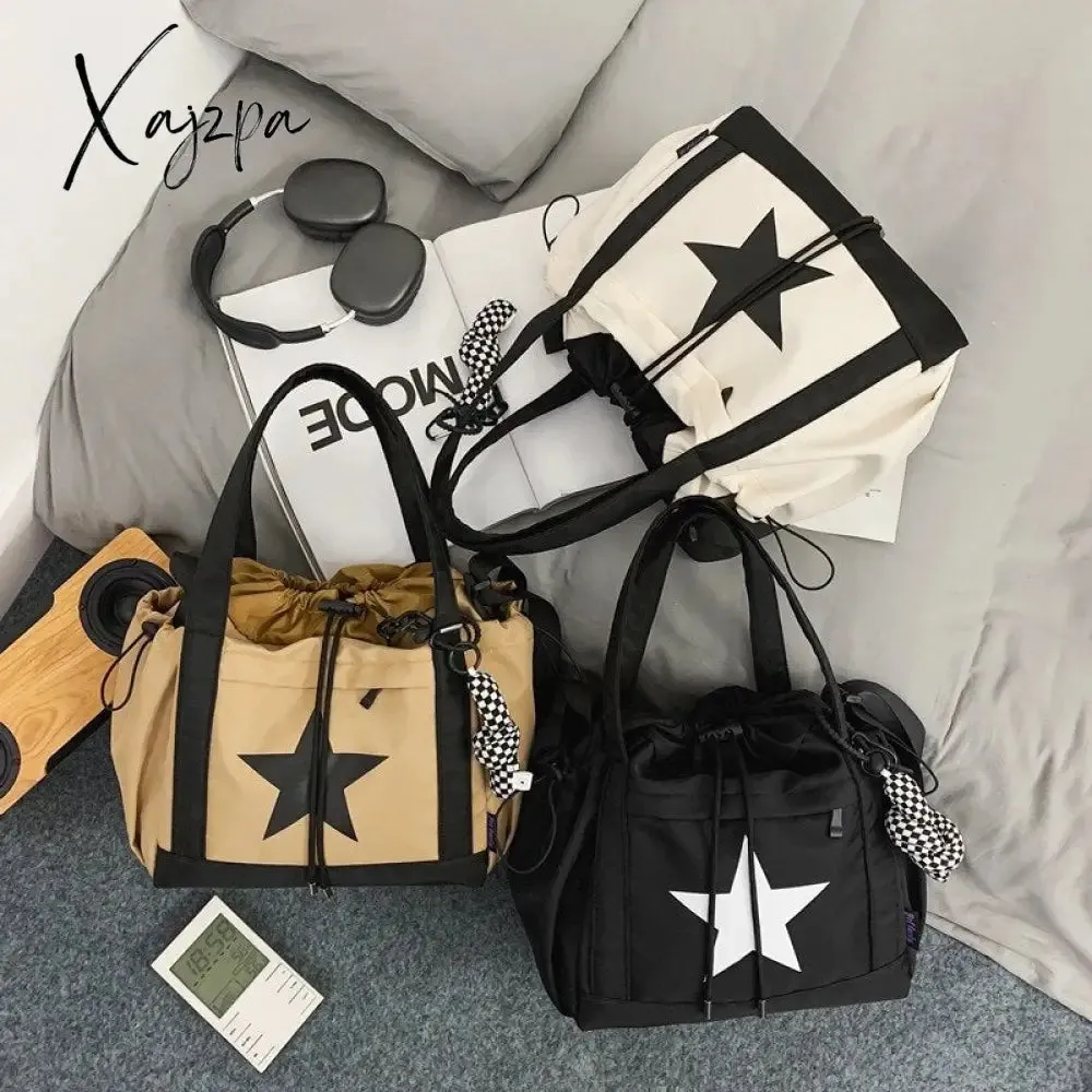 Xajzpa - Personality Women Crossbody Bag Wholesale Large Capacity Couple Shoulder Bag New Casual Nylon Tote Bag Luxury Drawstring Handbag