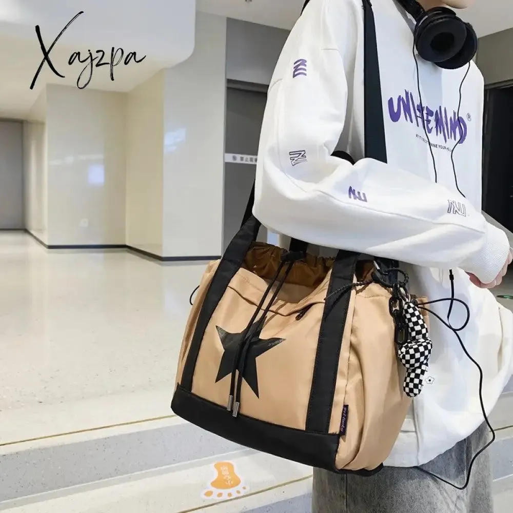 Xajzpa - Personality Women Crossbody Bag Wholesale Large Capacity Couple Shoulder Bag New Casual Nylon Tote Bag Luxury Drawstring Handbag
