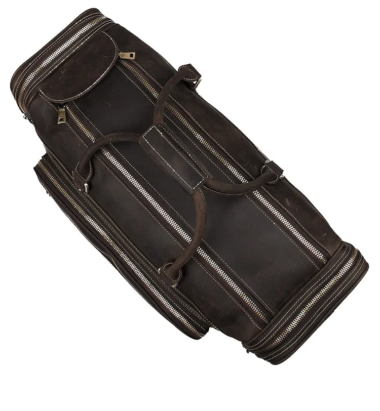 YAAGLE Unisex Genuine Leather Travel Duffel Handbag Tote YG7317LR