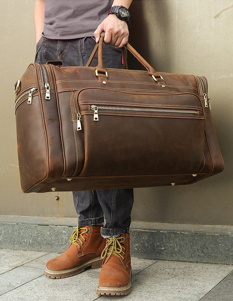 YAAGLE Unisex Genuine Leather Travel Duffel Handbag Tote YG7317LR
