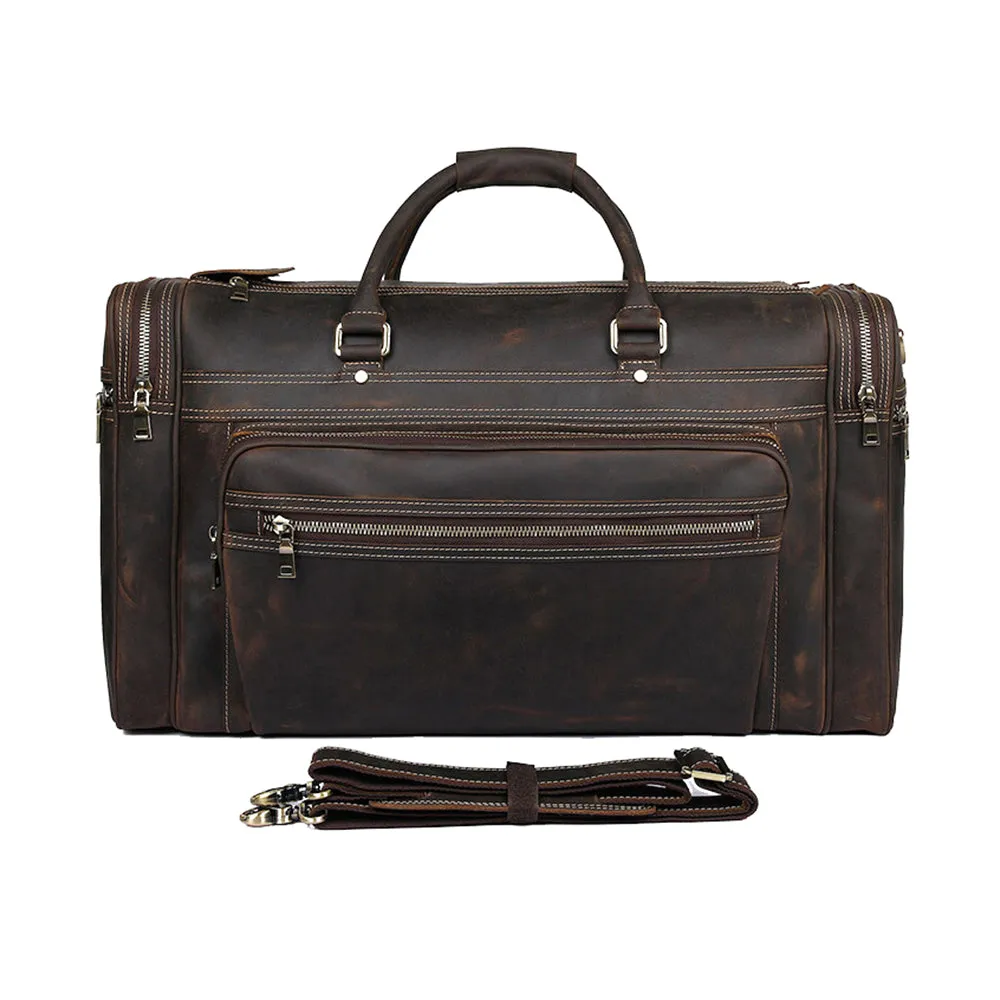 YAAGLE Unisex Genuine Leather Travel Duffel Handbag Tote YG7317LR