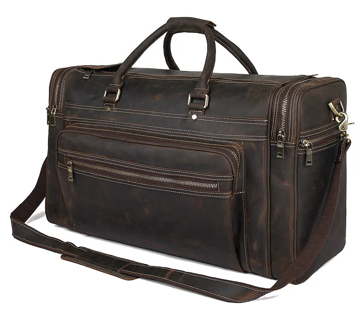YAAGLE Unisex Genuine Leather Travel Duffel Handbag Tote YG7317LR