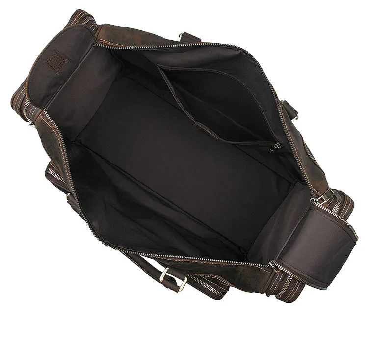 YAAGLE Unisex Genuine Leather Travel Duffel Handbag Tote YG7317LR