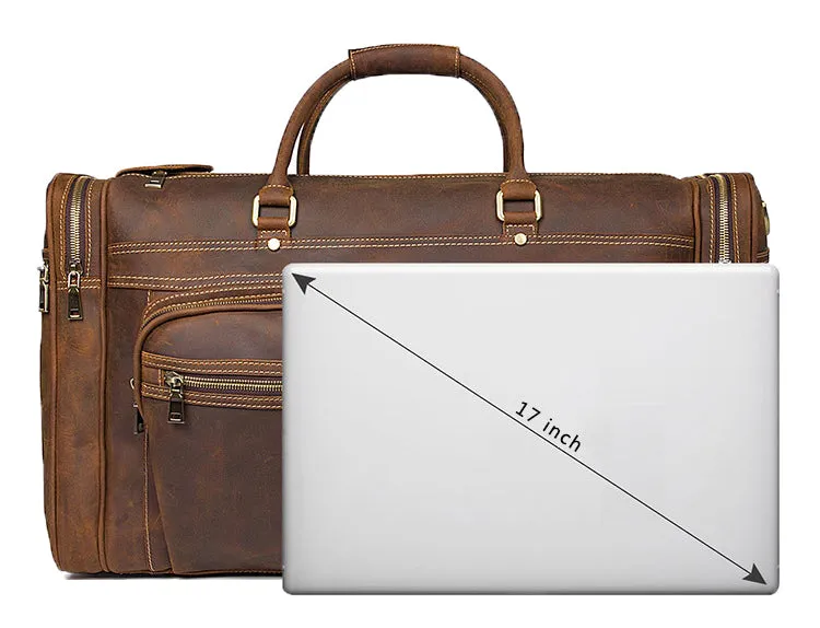 YAAGLE Unisex Genuine Leather Travel Duffel Handbag Tote YG7317LR