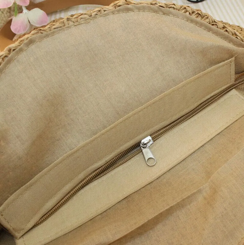 YXQSED Women's Woven Bag Round Summer Beach Bag Straw Shoulder Bags Handmade Shoulder Bags Large