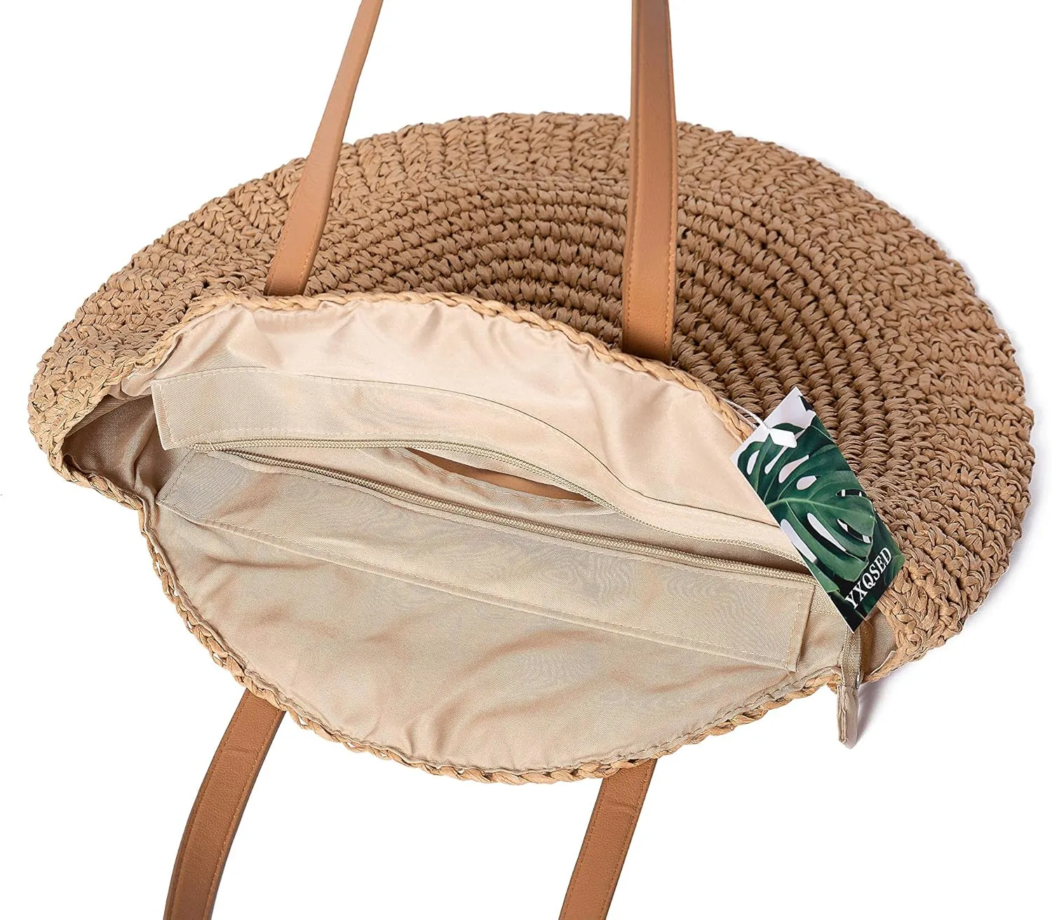 YXQSED Women's Woven Bag Round Summer Beach Bag Straw Shoulder Bags Handmade Shoulder Bags Large