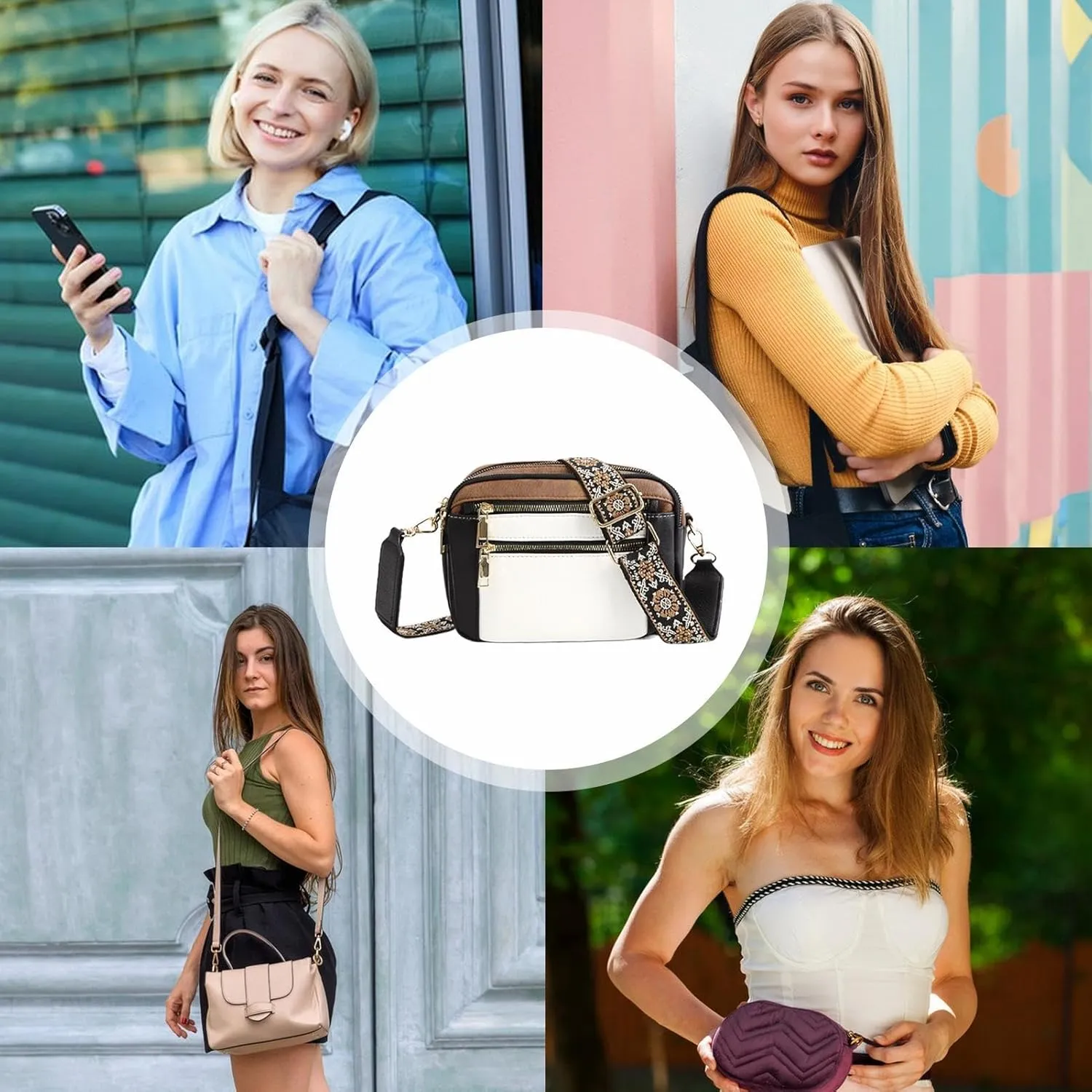 Zqkimzi Shoulder Bags | Women's Shoulder Bag | Fashion Shoulder Bag | PU Leather Bag, Fashion Women's Shoulder Bags, Multiple Pockets, Hobo Bags, Fashion Shoulder Bags for Women