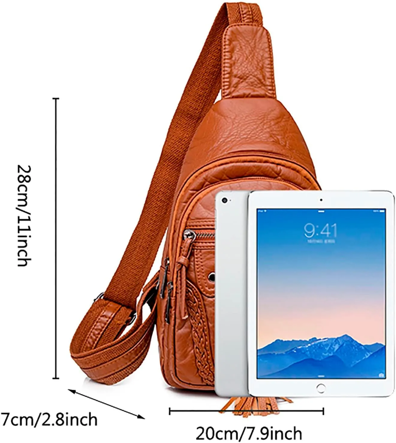 Zylione Women's Chest Bag Sling Bag Small Crossbody PU Leather Satchel Daypack Fashion Shoulder Tote Bag