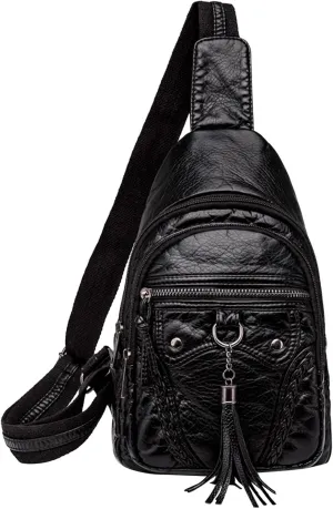 Zylione Women's Chest Bag Sling Bag Small Crossbody PU Leather Satchel Daypack Fashion Shoulder Tote Bag